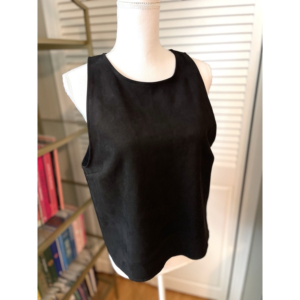Zara Women's Black Sleeveless Suede Feel Top Size‎ Large